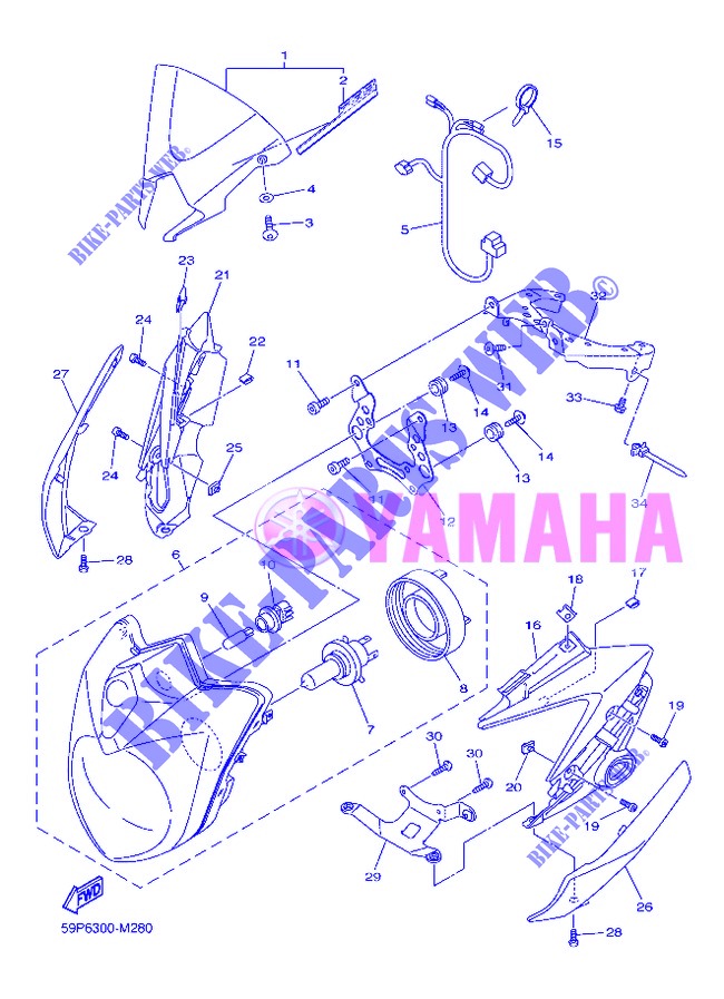 SCHEINWERFER für Yamaha FZ8NA 2013