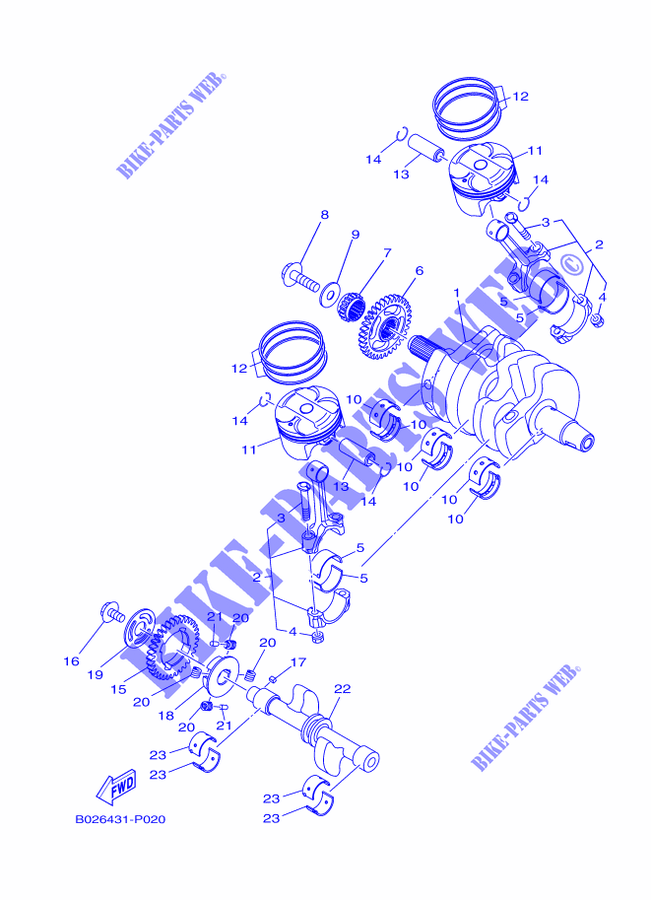 KURBELWELLE / KOLBEN für Yamaha YZF-R3A 2015