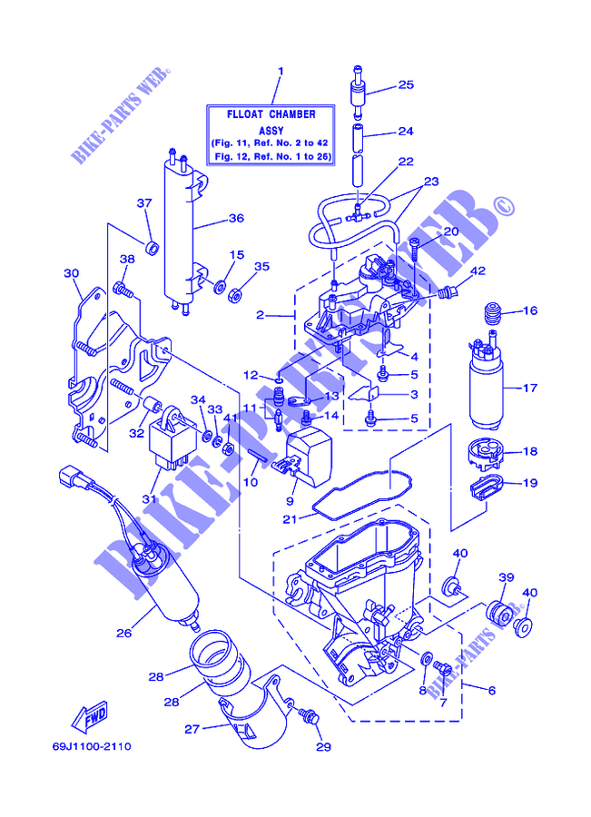BENZINPUMPE 1 für Yamaha F225A 4 Stroke, Electric Starter, Remote Control, Power Trim & Tilt 2002